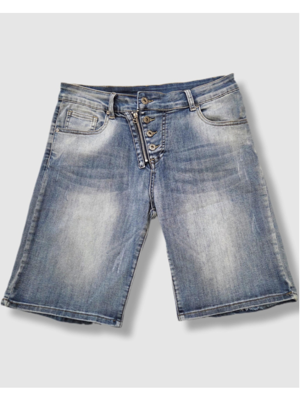 Vintage Y2K Denim Shorts Bermuda, Size M/L Light Blue Wash, 2000s Style Jorts